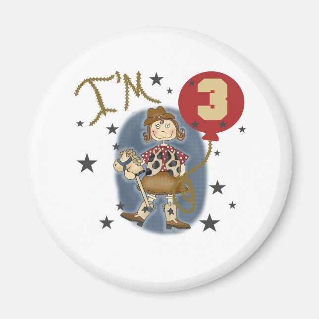 3rd Cowgirl Birthday Magnet (Front)