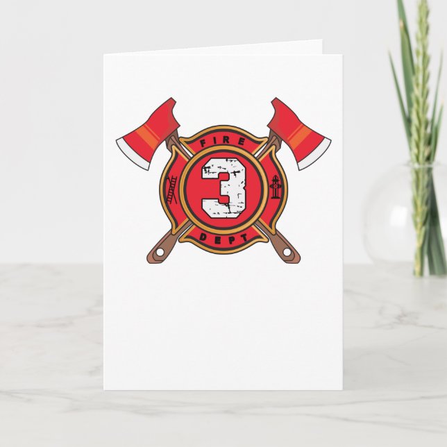 3rd Fire Birthday Gift Firefighter 3 Year Old Boy Card (Front)