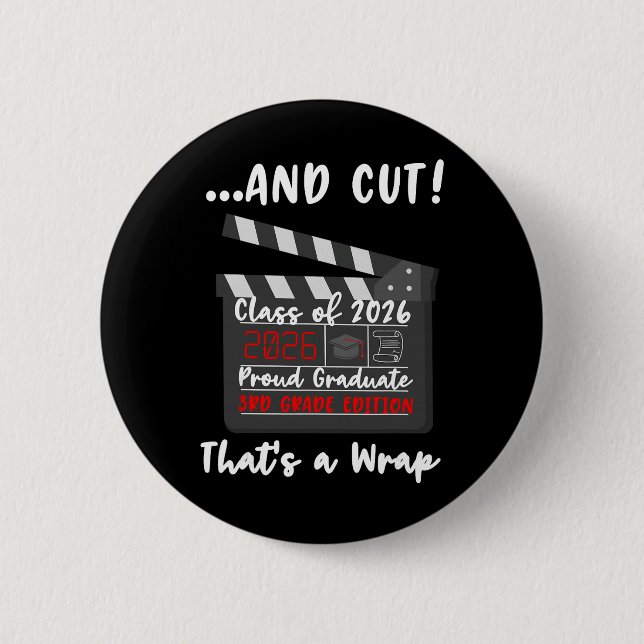 3rd Grade 2026 Last Day End Of School Graduation F 2 Inch Round Button (Front)