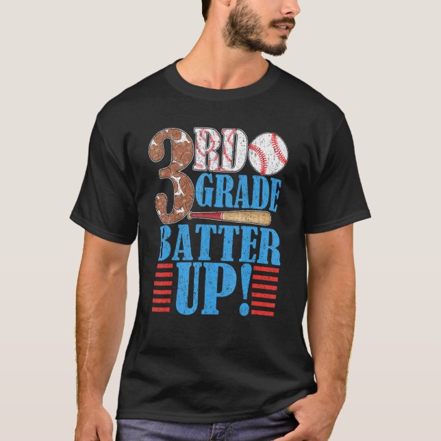 3rd Grade Back To School  3rd Grade Batter Up Base T-Shirt (Front)
