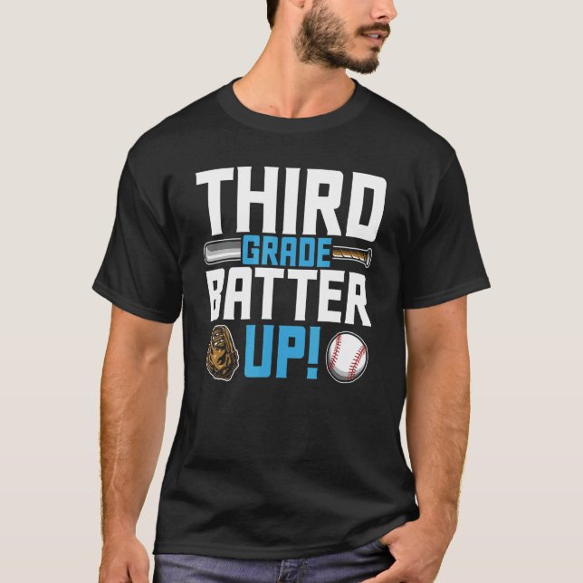 3rd Grade Back To School 3rd Grade Batter Up Baseb T-Shirt (Front)