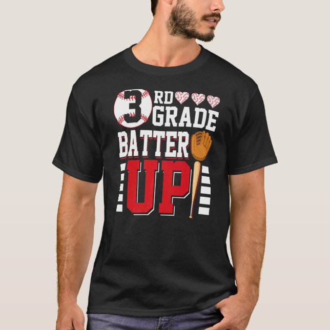 3rd Grade Back To School 3rd Grade Batter Up Baseb T-Shirt (Front)