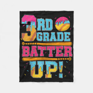 3rd Grade Batter Up Softball Baseball Basketball B Fleece Blanket