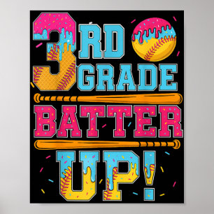 3rd Grade Batter Up Softball Baseball Basketball B Poster