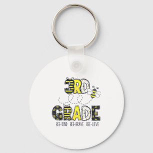 3rd Grade Bee Theme Back To School For Kids Keychain