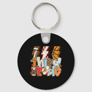 3rd Grade Boys Lightning Bolt Football Baseball Ba Keychain