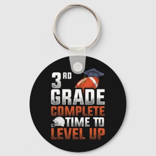 3rd Grade Complete Time To Level Up Football Last Keychain