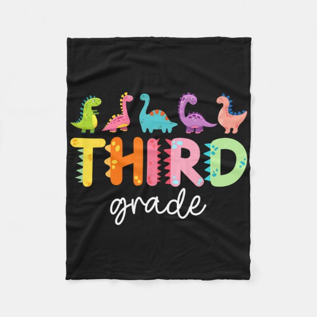 3rd Grade Dinosaur Back To School First Day Of Sch Fleece Blanket (Front)