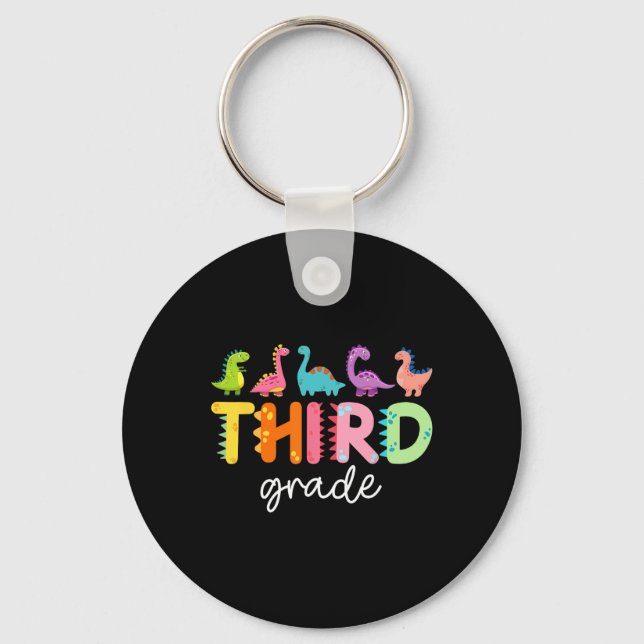 3rd Grade Dinosaur Back To School First Day Of Sch Keychain (Front)