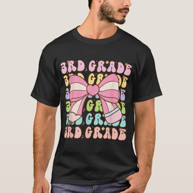 3Rd Grade Girls Pen Rosy Tie Back To School Third  T-Shirt (Front)
