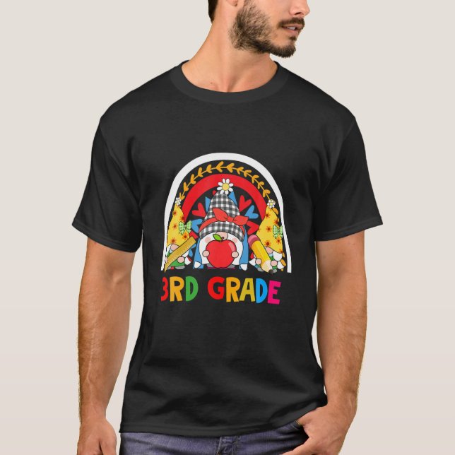 3Rd Grade Gnomes Back To School Funny Teacher Stud T-Shirt (Front)