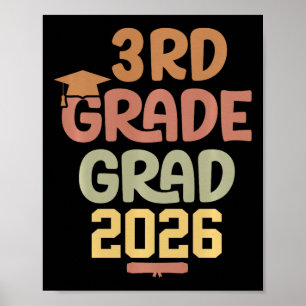 3rd Grade Grad Cl Of 2026 Graduation Bold Cozy Col Poster