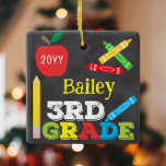 3rd Grade Keepsake Chalkboard Colourful Kids Photo Ceramic Ornament<br><div class="desc">3rd Grade photo ornament design features an apple, a ruler, crayons and bold, colourful fun typography! Click the customize button for more opti2ndr modifying the text! Variations of this design, additional colours, as well as coordinating products are available in our shop, zazzle.com/store/doodlelulu. Contact us if you need this design applied...</div>