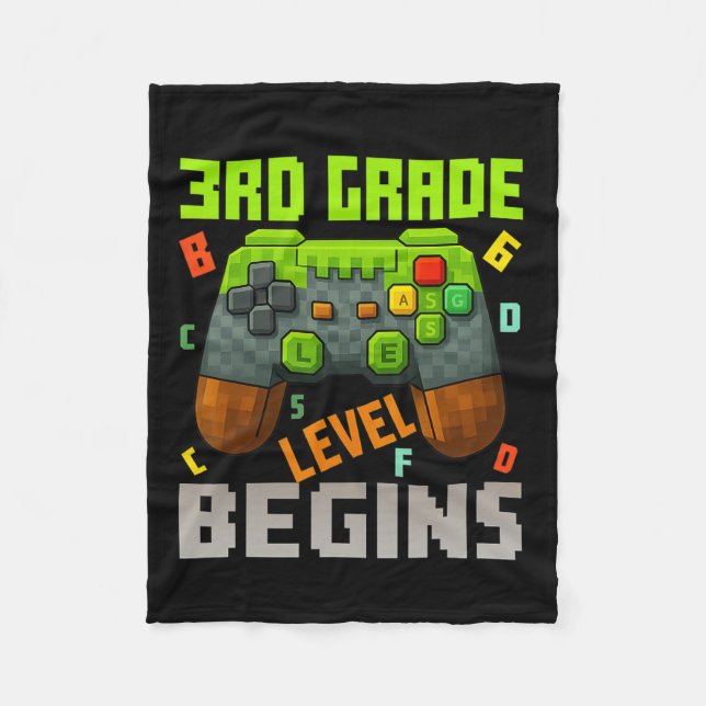 3rd Grade Level Begins – Gamer Ck To School Tee  Fleece Blanket (Front)