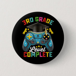3rd Grade Level Complete Graduation Gaming Gamer 2 Inch Round Button