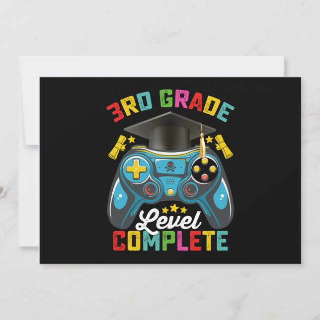 3rd Grade Level Complete Graduation Gaming Gamer Invitation (Front)