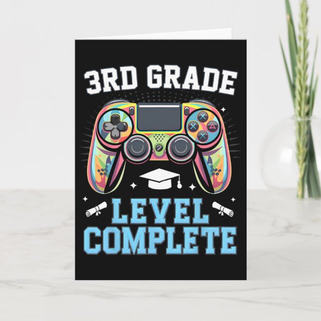 3rd Grade Level Complete Last Day Of School Gamer  Card (Front)