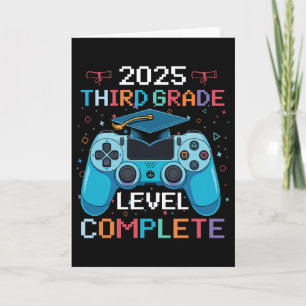 3rd Grade Level Complete Video Gamer Boy Graduatio Card