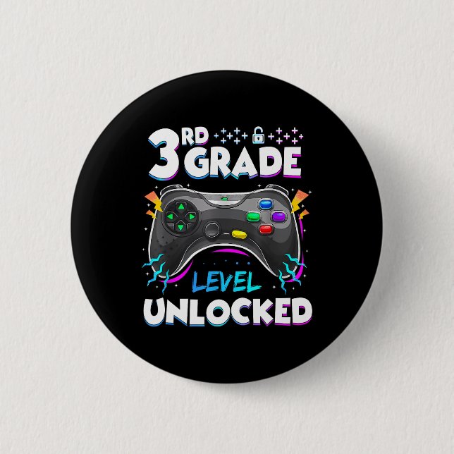 3rd Grade Level Unlocked Back To School First Day  2 Inch Round Button (Front)