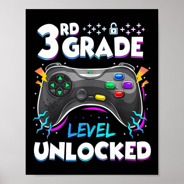 3rd Grade Level Unlocked Back To School First Day  Poster (Front)