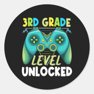 3rd Grade Level Unlocked First Day Back To School Classic Round Sticker