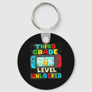 3rd Grade Level Unlocked Funny Gamer Boys Ck To Sc Keychain