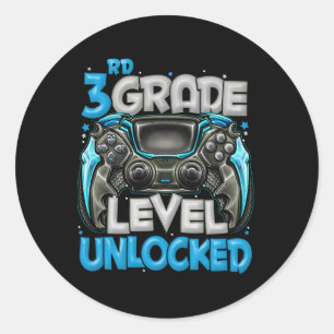 3rd Grade Level Unlocked Game On 3rd Grade Back To Classic Round Sticker