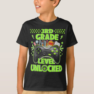 3rd Grade Level Unlocked Gamer First Day Of School T-Shirt