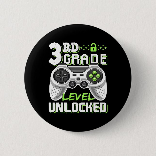 3rd Grade Level Unlocked Video Game Back To School 2 Inch Round Button (Front)
