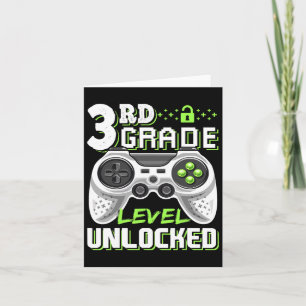 3rd Grade Level Unlocked Video Game Back To School Card