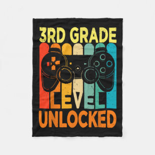 3rd Grade Level Unlocked Video Game Back To School Fleece Blanket