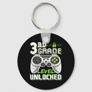3rd Grade Level Unlocked Video Game Back To School Keychain