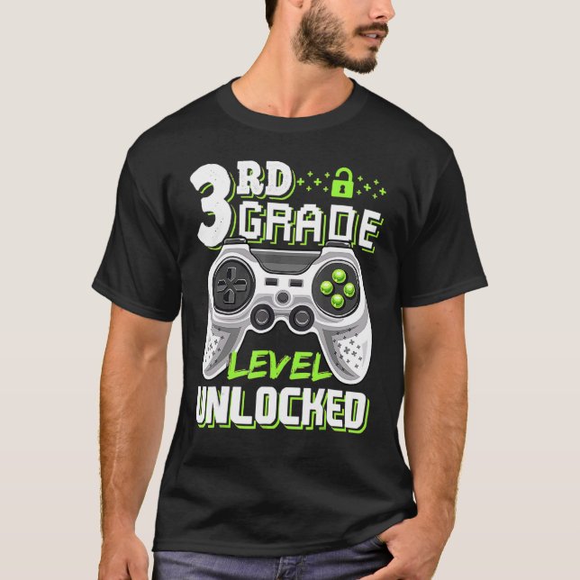 3rd Grade Level Unlocked Video Game Back To School T-Shirt (Front)