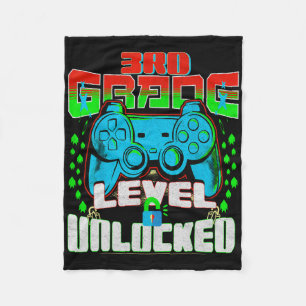 3rd Grade Level Unlocked Video Game Byck To School Fleece Blanket