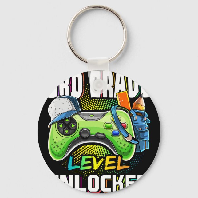 3rd Grade Level Unlocked Video Game Ck To School B Keychain (Front)