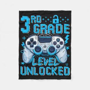 3rd Grade Level Unlocked Video Game First Day Boy Fleece Blanket