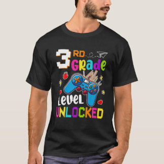 3Rd Grade Level Unlocked Video Gamer Boys Back To T-Shirt