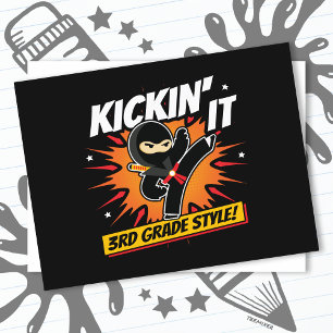 3rd Grade Ninja Kick First Day Back To School Postcard