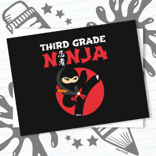 3rd Grade Ninja Kick First Day Back To School Postcard