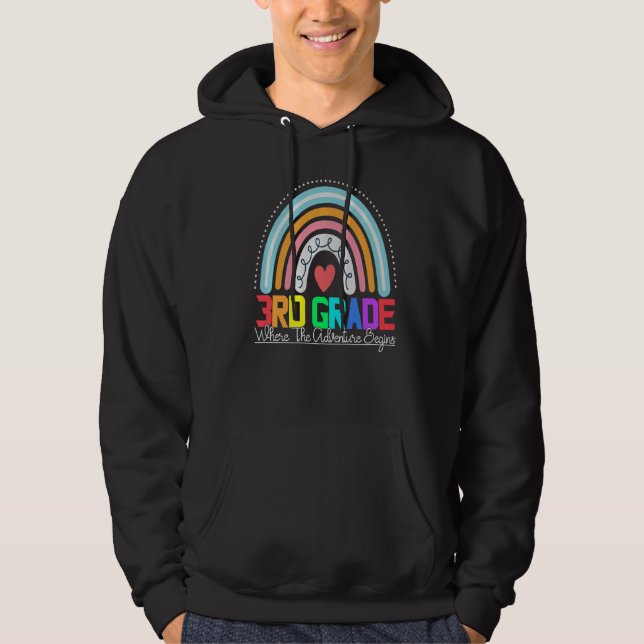 3rd grade rainbow leopard teacher team third grade hoodie (Front)