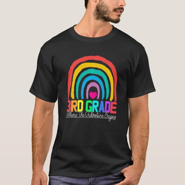 3rd grade rainbow leopard teacher team third grade T-Shirt (Front)