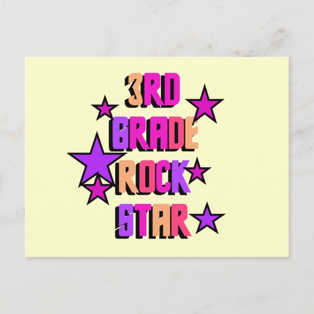 3rd Grade Rock Star Tshirts and Gifts Postcard (Front)