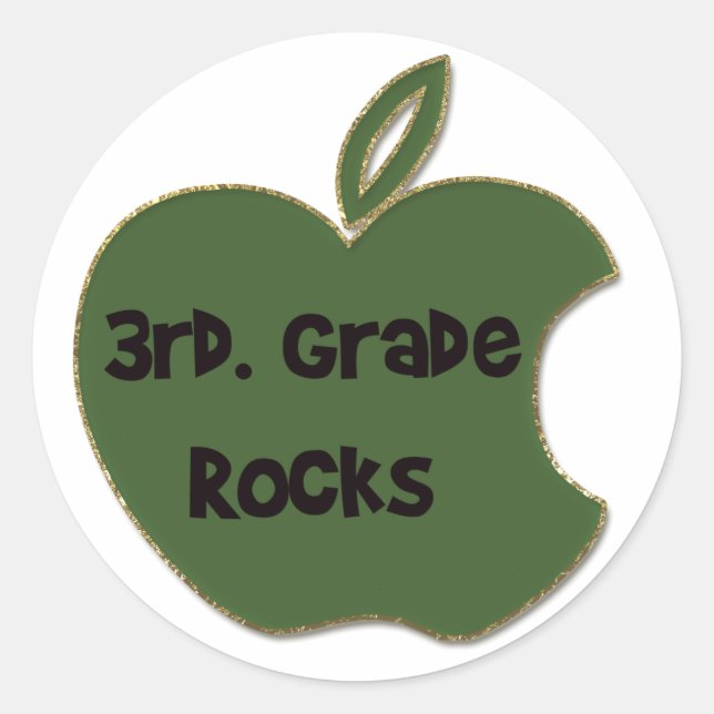 3rd. Grade Rocks Classic Round Sticker (Front)