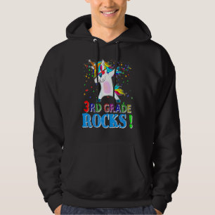 3rd Grade Rocks Dabbing Unicorn For Third Grade Te Hoodie