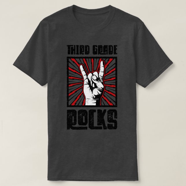 3rd Grade Rocks Red Barn  USA T-Shirt (Design Front)