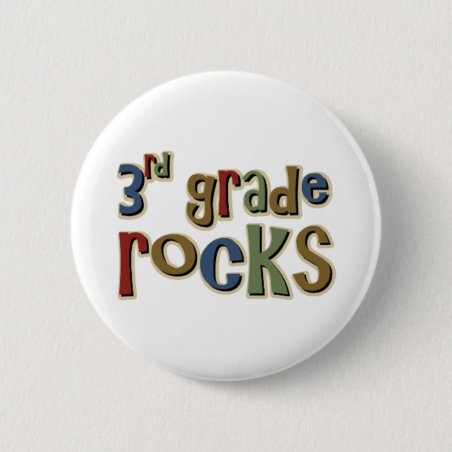 3rd Grade Rocks Third 2 Inch Round Button (Front)