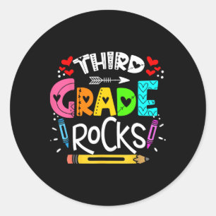 3rd Grade Rocks Third Grade Rock Back To School  Classic Round Sticker