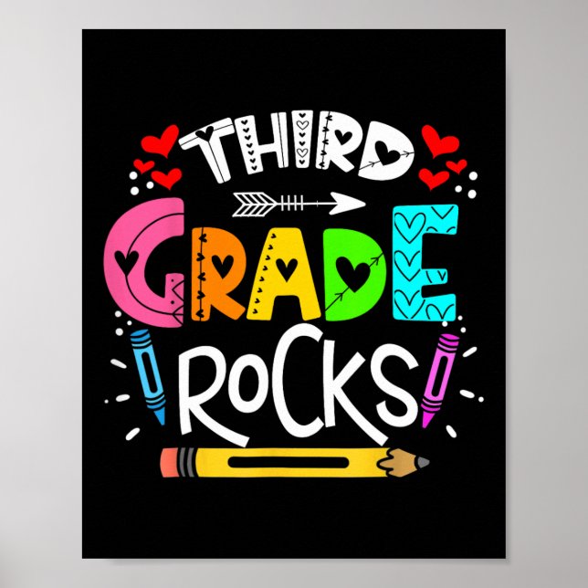 3rd Grade Rocks Third Grade Rock Back To School  Poster (Front)