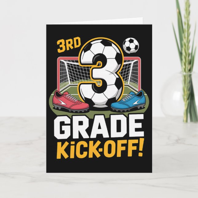 3rd Grade Soccer Kickoff Back To School Kids Third Card (Front)