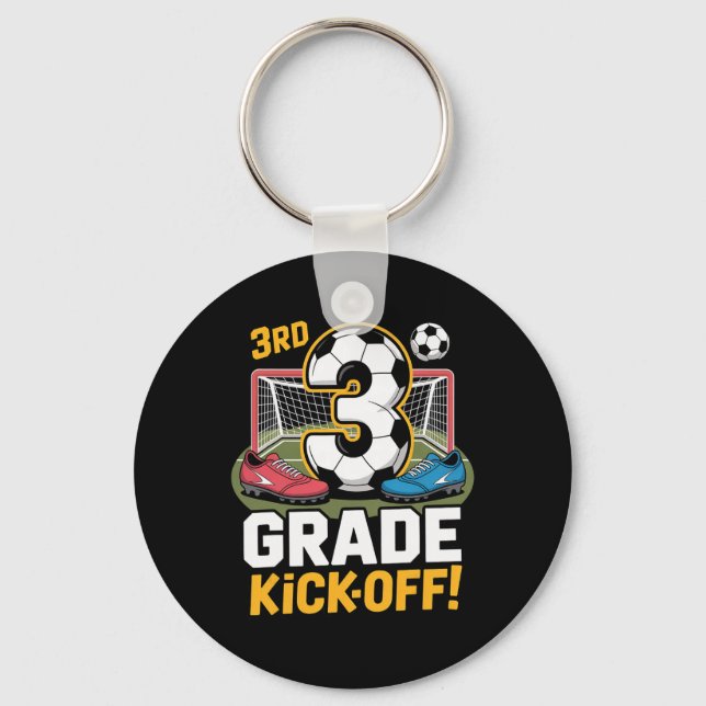 3rd Grade Soccer Kickoff Ck To School Kids Third B Keychain (Front)